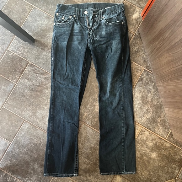 Authentic True Religion Jeans Basic Straight W/Flaps Natural rn#112790 ca#57414 - Picture 3 of 9